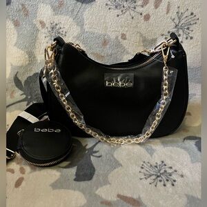 Bebe NWT Leather Crossbody Bag with Gold Hardware + Coin Purse